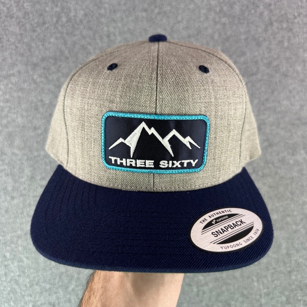Yupoong Hat Mens OSFA Three Sixty Snapback Grey Navy Mountain Wool Blend NEW